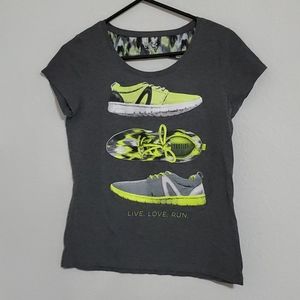 JUSTICE Sneaker raised glitter graphic print cap sleeve tee Girls sz.16